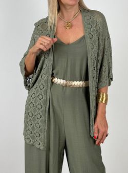 Kimono calado kaki