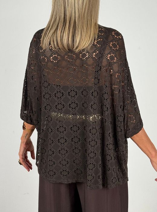Kimono calado marrón