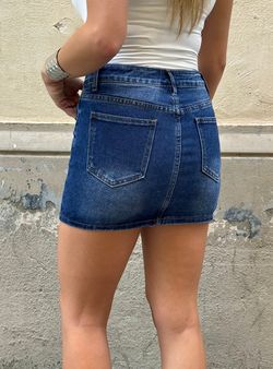 Minifalda Vaquera Slim Fit Azul Desgastado