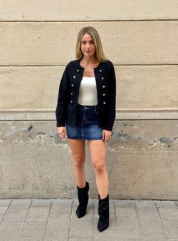 Minifalda Vaquera Slim Fit Azul Desgastado