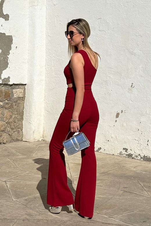 Mono asimétrico cut out burdeos