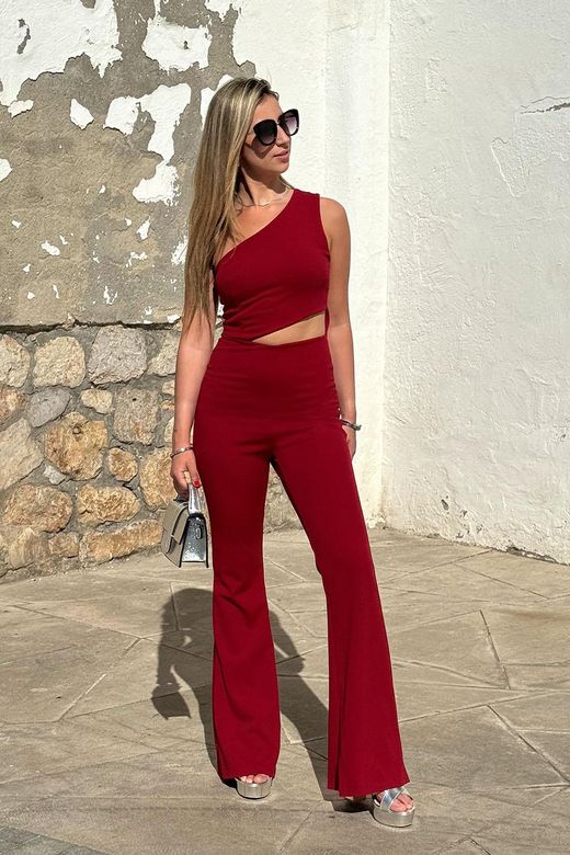 Mono asimétrico cut out burdeos