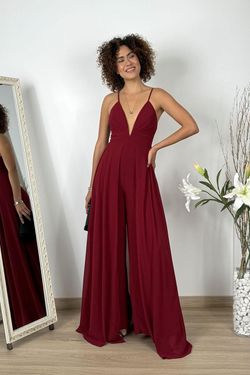 Mono gasa con falda abierta burdeos