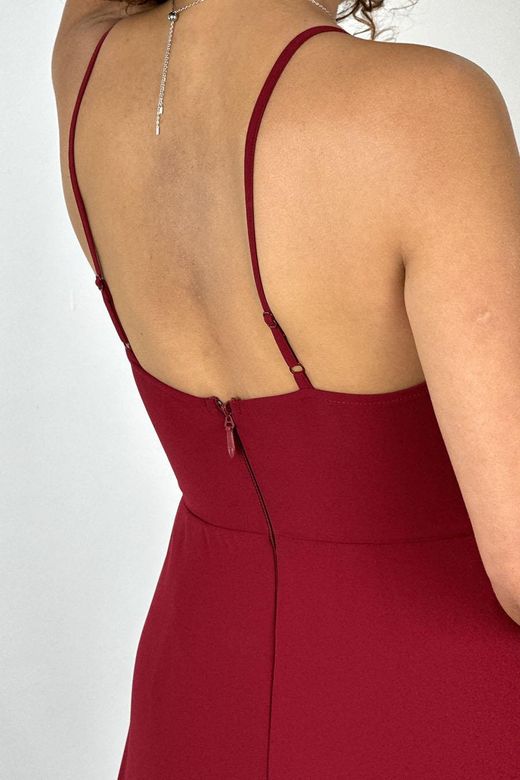 Mono gasa con falda abierta burdeos