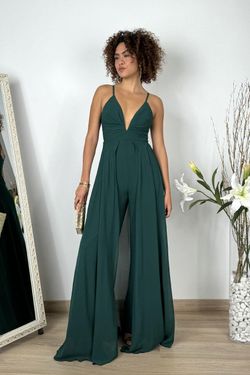 Mono gasa con falda abierta verde botella