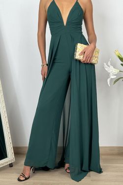 Mono gasa con falda abierta verde botella