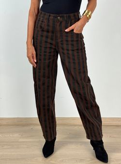 Pantalón Barrel Rayas Marrón