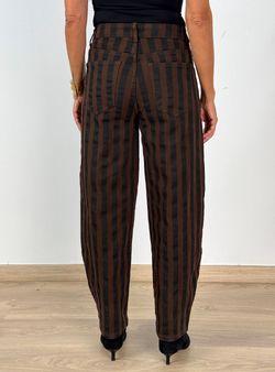 Pantalón Barrel Rayas Marrón