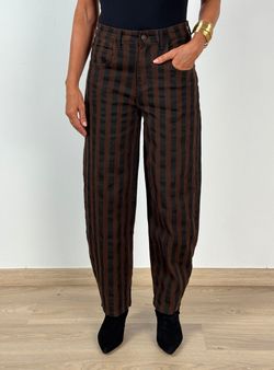 Pantalón Barrel Rayas Marrón