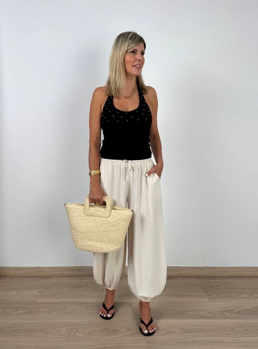 Pantalón bombacho beige
