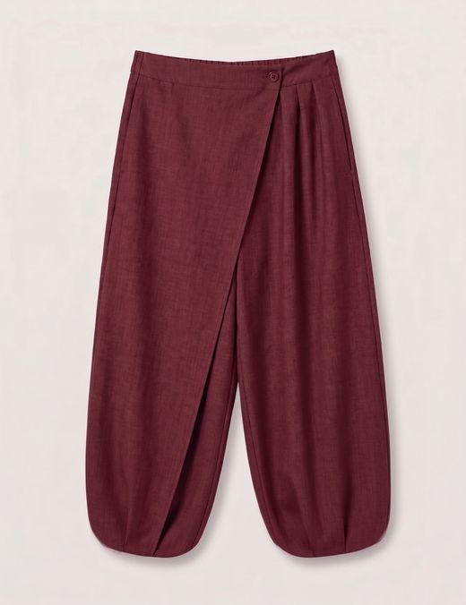 Pantalón Bombacho Solapa Burdeos