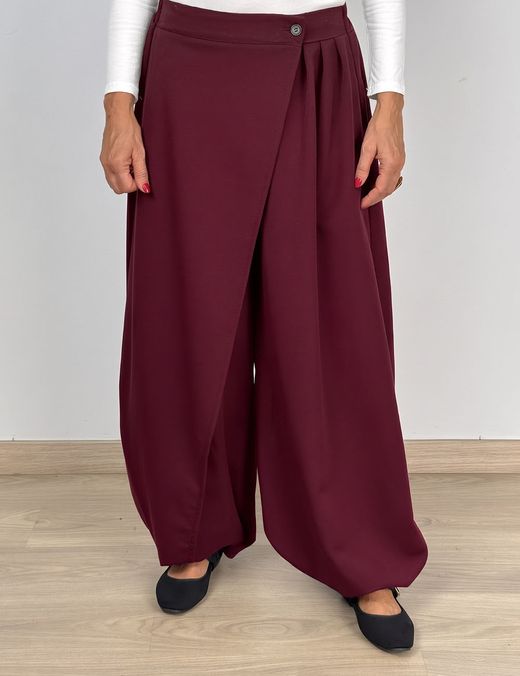 Pantalón Bombacho Solapa Burdeos