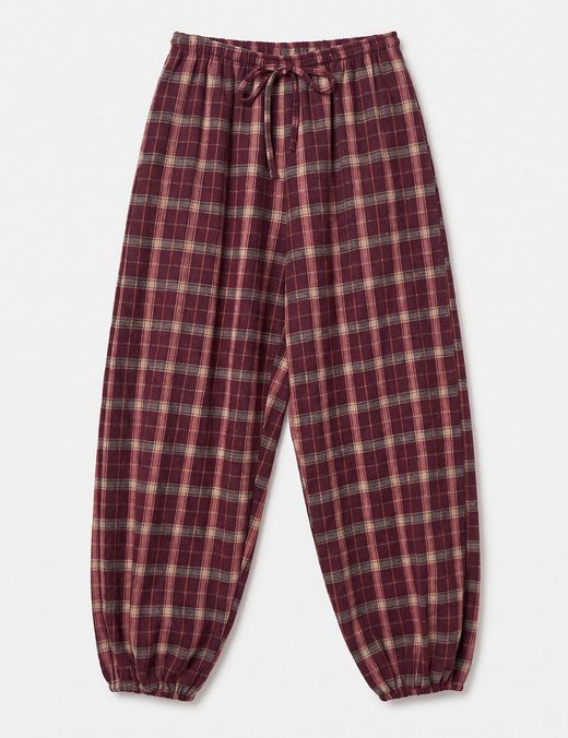 Pantalón Bombacho Cuadros Granate
