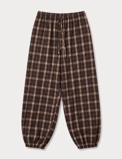 Pantalón Bombacho Cuadros Marrón
