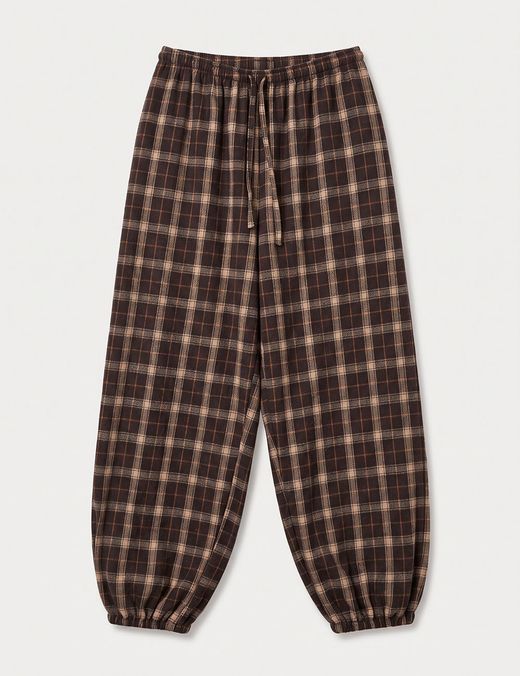 Pantalón Bombacho Cuadros Marrón