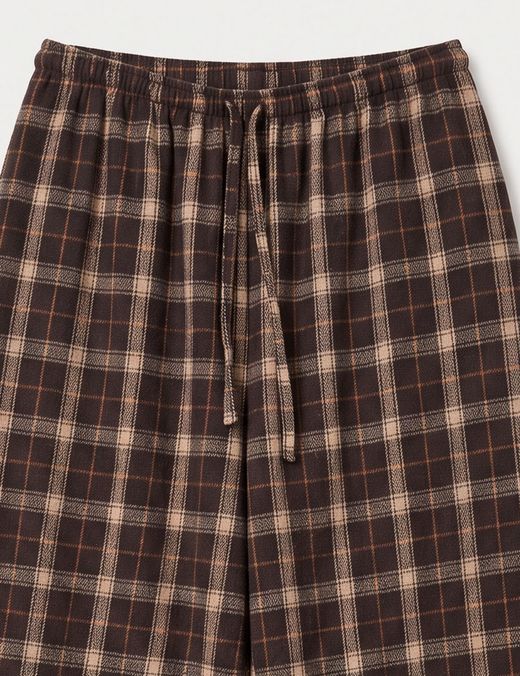 Pantalón Bombacho Cuadros Marrón