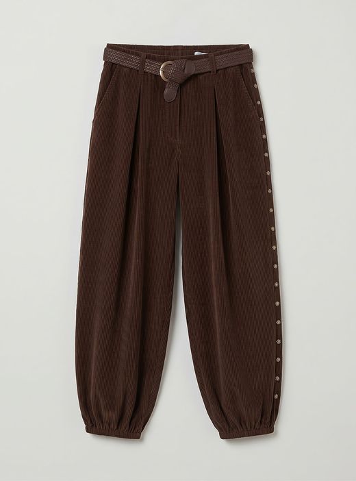 Pantalón bombacho micropana marrón