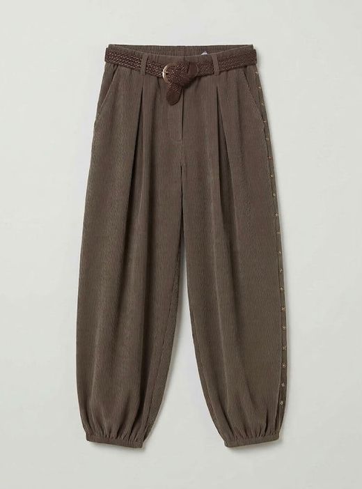 Pantalón bombacho micropana taupe