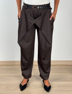 Pantalón Bombacho Raya Diplomática marrón