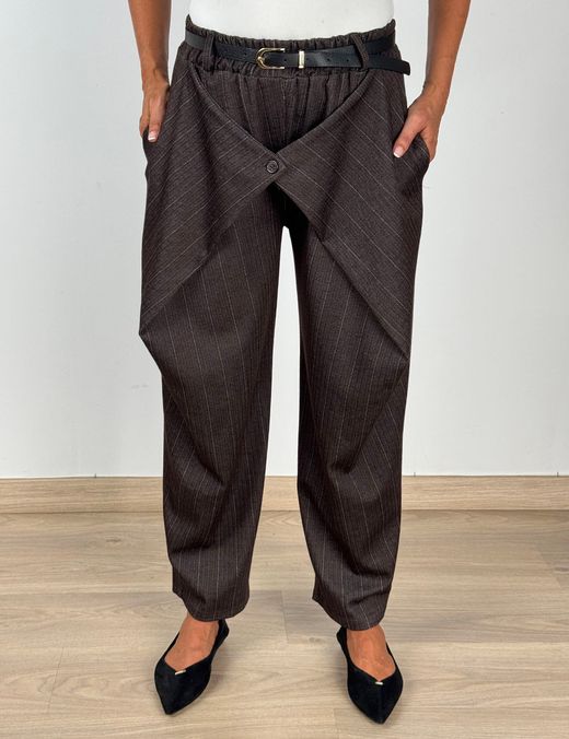 Pantalón Bombacho Raya Diplomática marrón