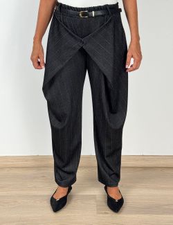 Pantalón Bombacho Raya Diplomática Negro