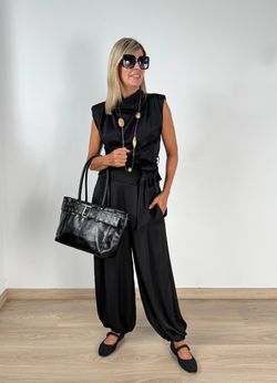 Pantalón Bombacho Raso Negro