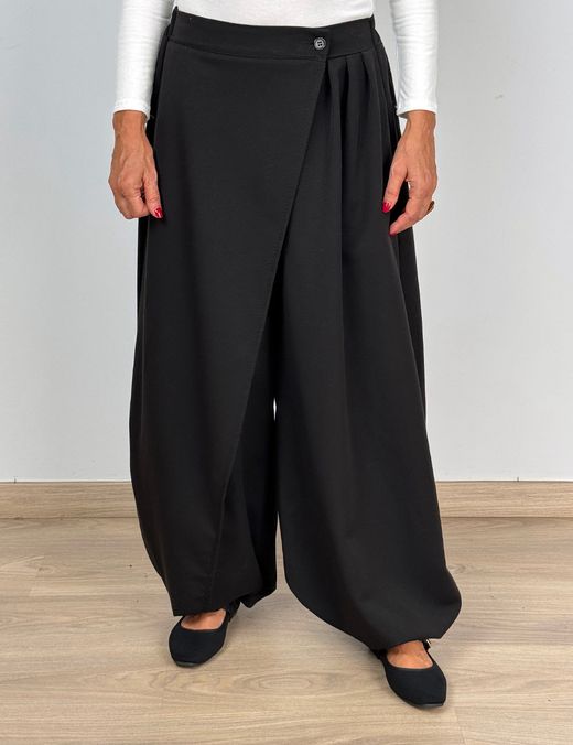Pantalón Bombacho Solapa Negro