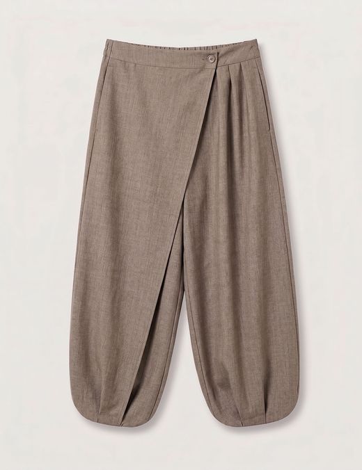 Pantalón Bombacho Solapa Taupe