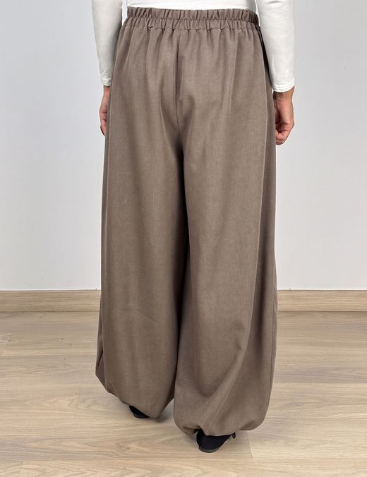 Pantalón Bombacho Solapa Taupe