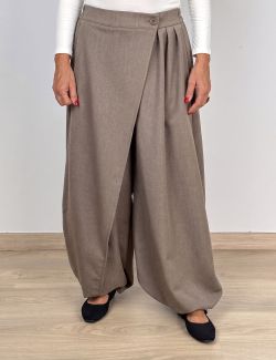 Pantalón Bombacho Solapa Taupe
