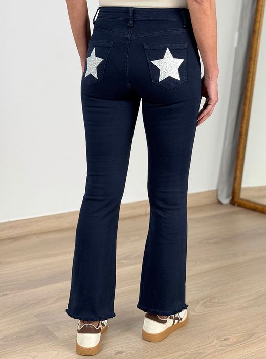 Pantalón campana Estrella azul marino