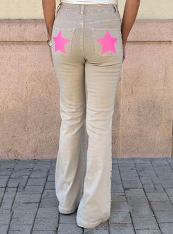 Pantalón campana Stars beige