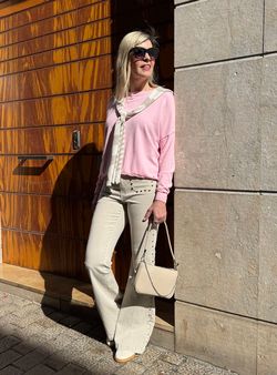 Pantalón campana Stars beige