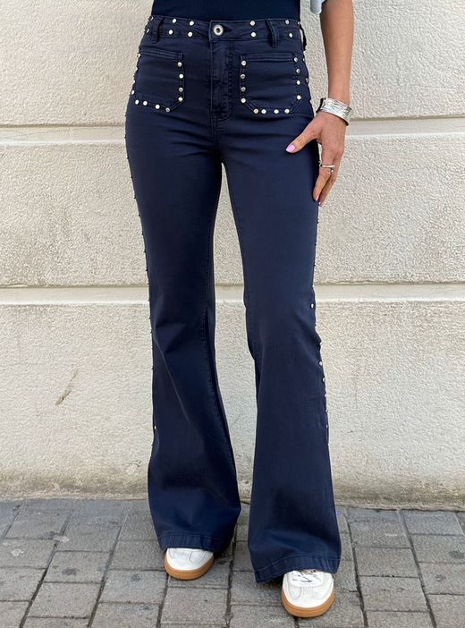 Pantalón campana Stars azul marino