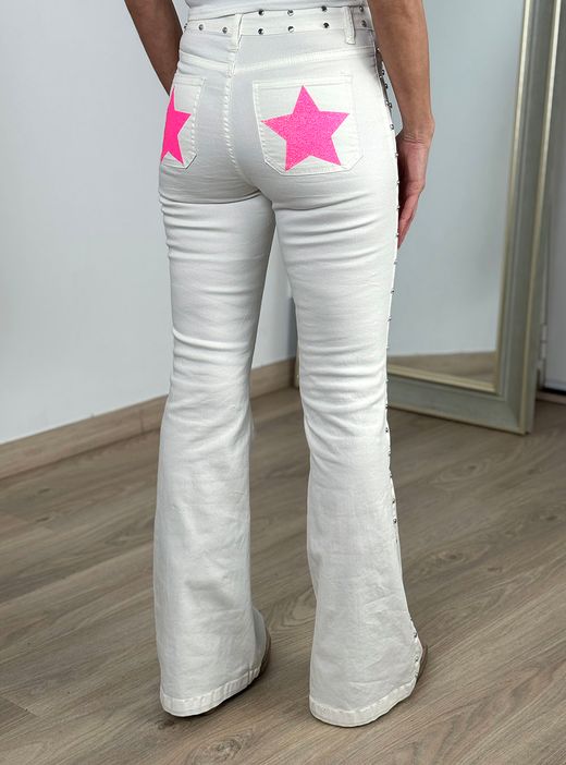 Pantalón campana Stars blanco