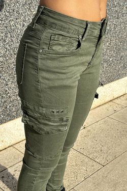 Pantalón cargo elástico kaki