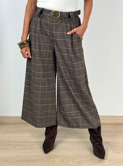 Pantalón Culotte a Cuadros Marrón
