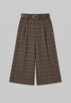 Pantalón Culotte a Cuadros Marrón