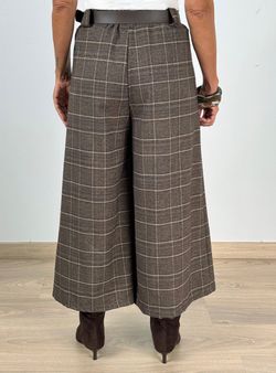 Pantalón Culotte a Cuadros Marrón