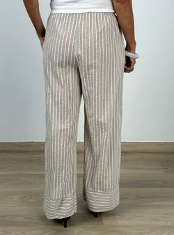 Pantalón de rayas fluido beige