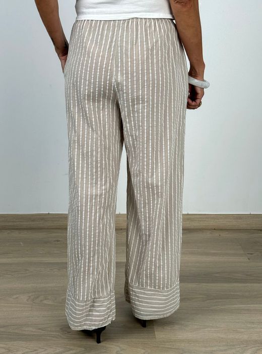 Pantalón de rayas fluido beige
