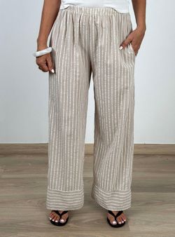 Pantalón de rayas fluido beige