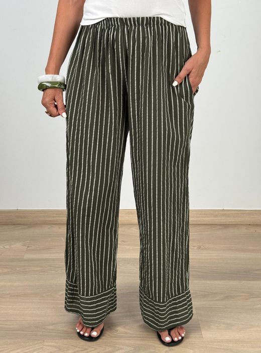 Pantalón de rayas fluido kaki