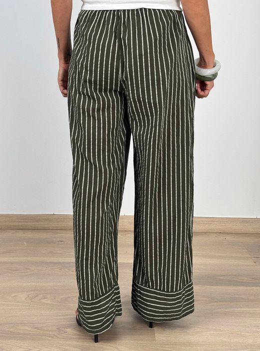 Pantalón de rayas fluido kaki