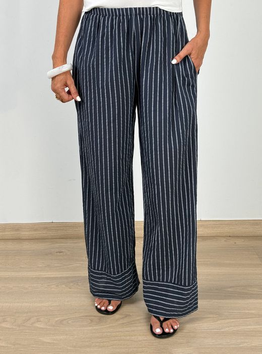 Pantalón de rayas fluido marino