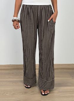 Pantalón de rayas fluido marrón