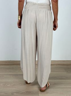 Pantalón fluido aberturas beige
