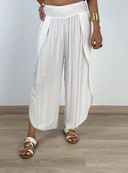 Pantalón fluido aberturas blanco
