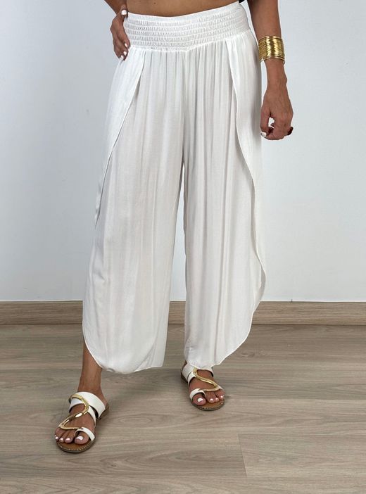 Pantalón fluido aberturas blanco