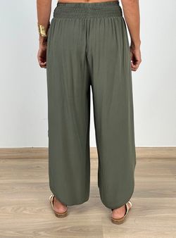 Pantalón fluido aberturas kaki